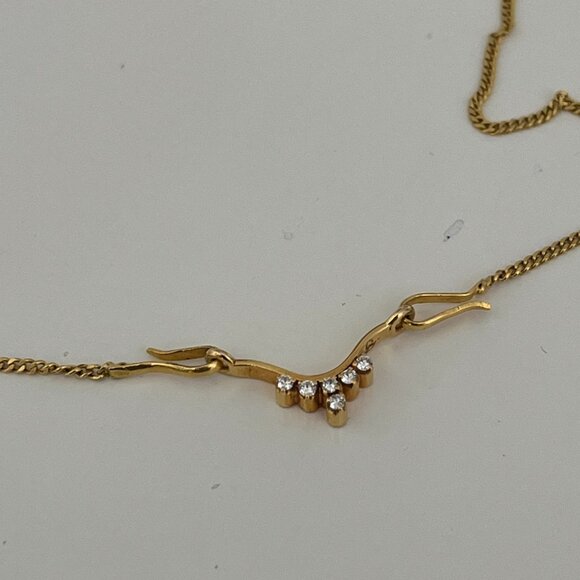 SOLID 18K GOLD NECKLACE WITH NATURAL DIAMONDS - Picture 4 of 7